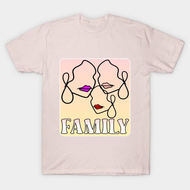 LINE ART FACE FAMILY T-Shirt by MINIMALARTSTORY